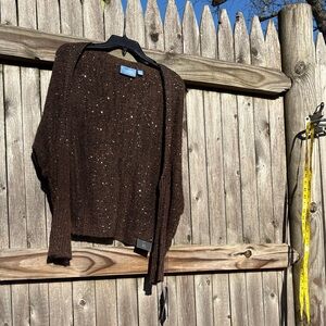 Simply Vera Vera Wang XL brown with shiny sequins shrug & scarf multi. NWT!
